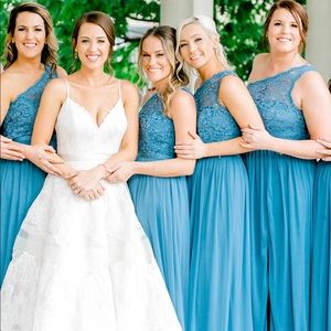 David's Bridal One Shoulder Lace Bridesmaid Dress